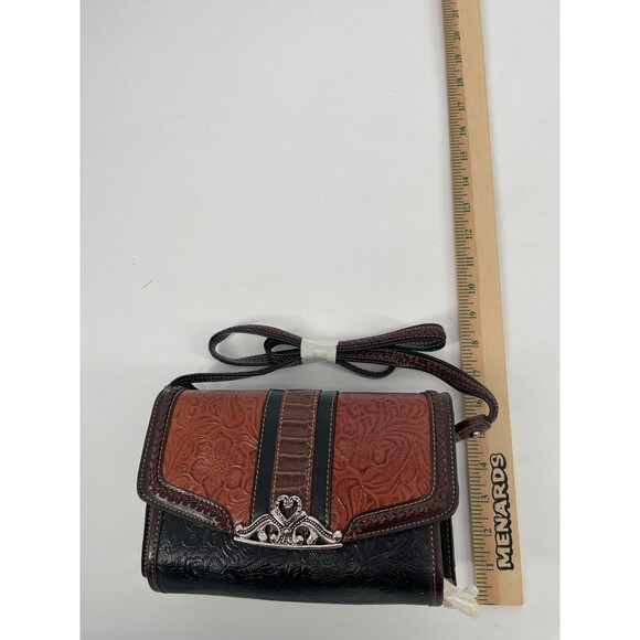 Tooled Leather Faux Alligator Mini Leather Wallet Compartment MC Marc Chantal - Picture 12 of 13